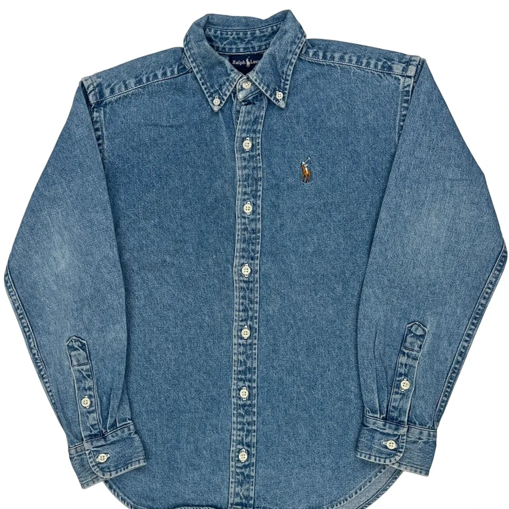 Kids Ralph Lauren Denim Shirt - Small Blue Cotton - Image 4