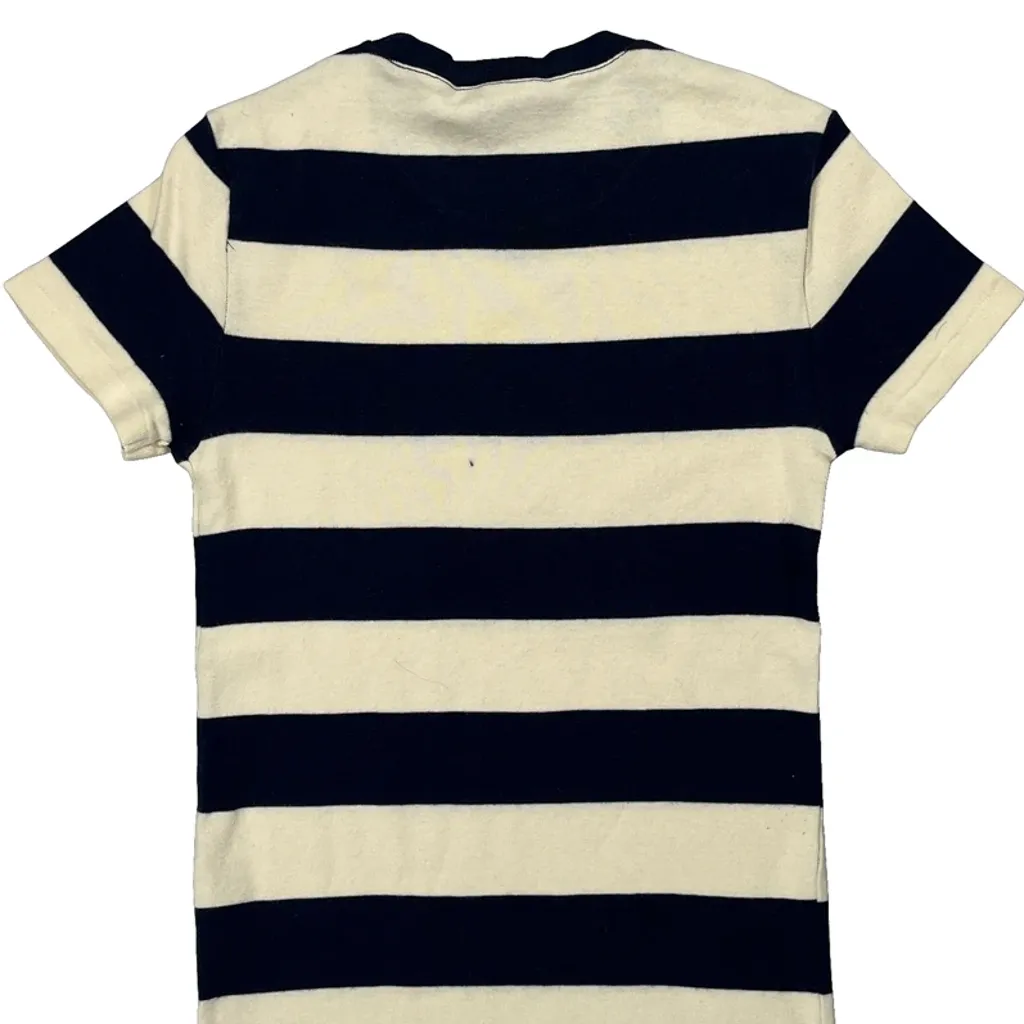 Kids Ralph Lauren Sport Striped T-Shirt - Small Cream Cotton - Image 6