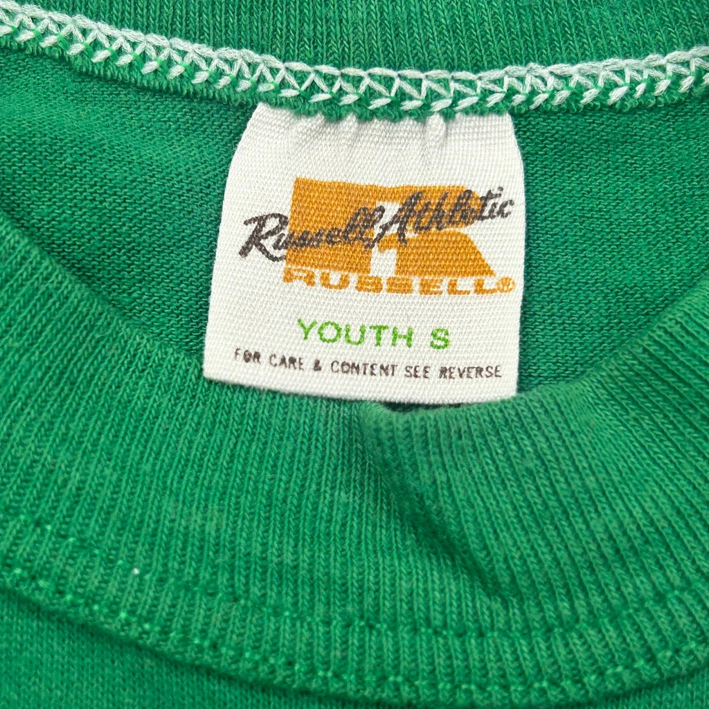 Kids Russell Athletic Ryan Embroidery T-Shirt - Small Green Cotton Blend - Image 3