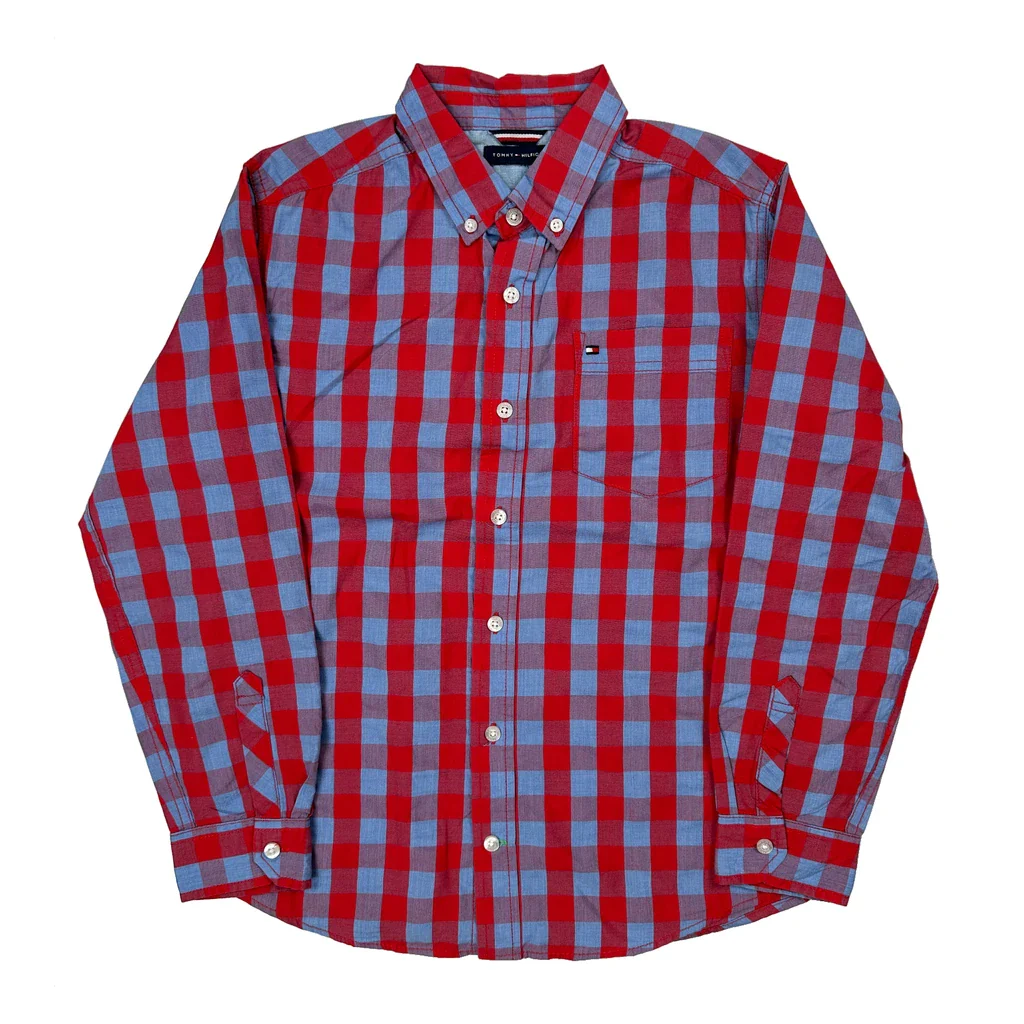 Kids Tommy Hilfiger Checked Shirt - Large Red Cotton