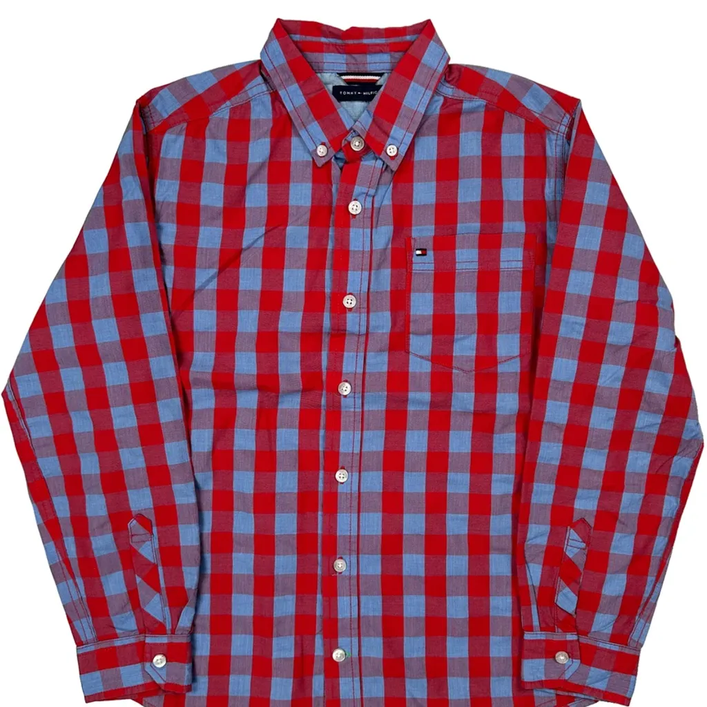 Kids Tommy Hilfiger Checked Shirt - Large Red Cotton - Image 5