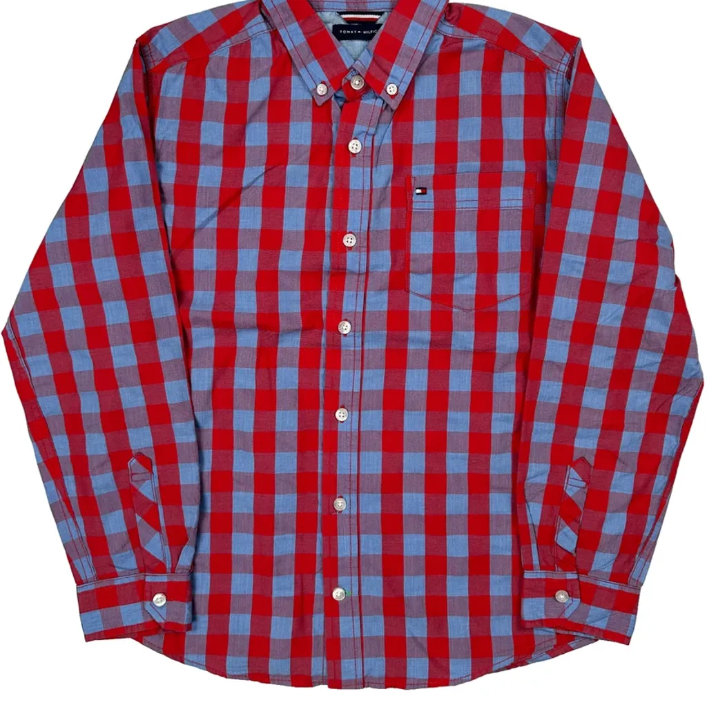 Kids Tommy Hilfiger Checked Shirt - Large Red Cotton - Image 6