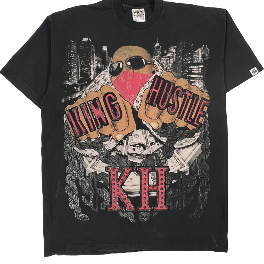 King Hustle Pro Club Graphic T-Shirt - 2XL Black Cotton - Image 4