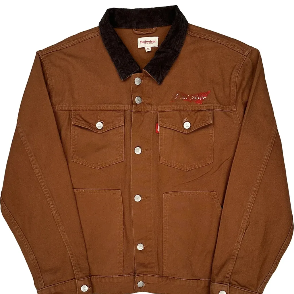 King Of Beers Budweiser Denim Jacket - XL Brown Cotton - Image 4