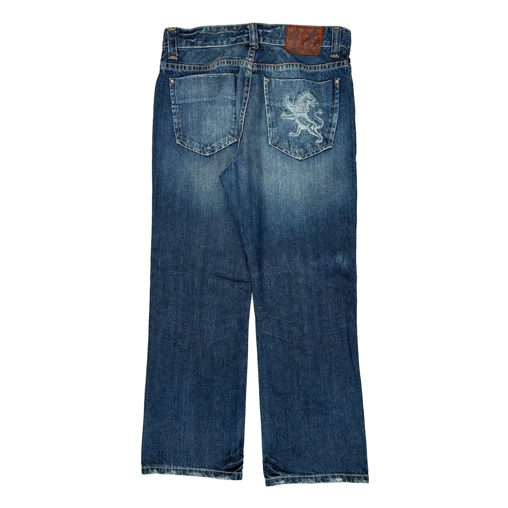 King Of Pride Boot Cut Jeans - 34W 31L Blue Cotton