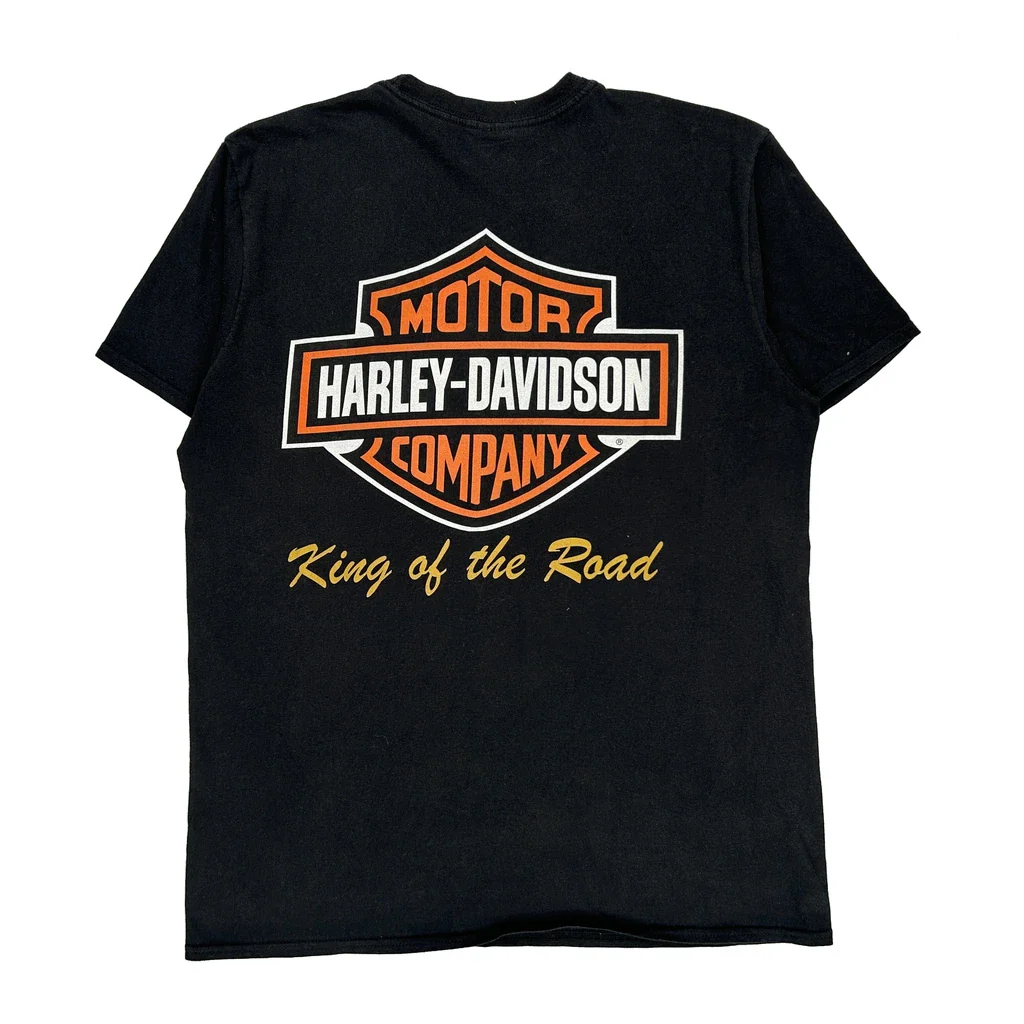 King Of The Road Harley Davidson Graphic T-Shirt - Large Black Cotton - Image 2