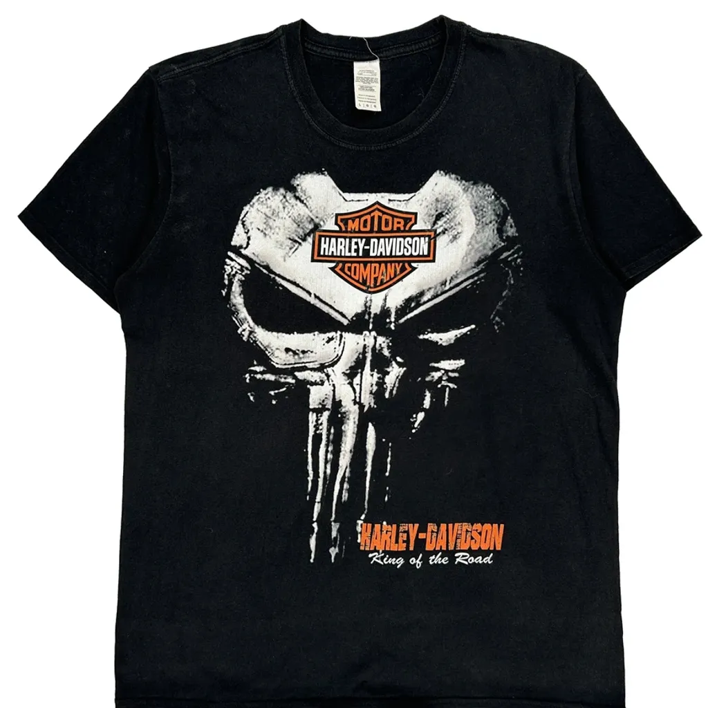 King Of The Road Harley Davidson Graphic T-Shirt - Large Black Cotton - Image 4