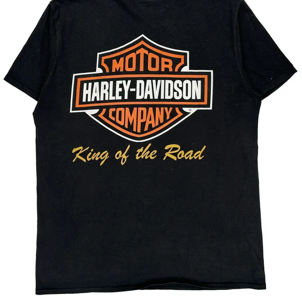King Of The Road Harley Davidson Graphic T-Shirt - Large Black Cotton - Image 6