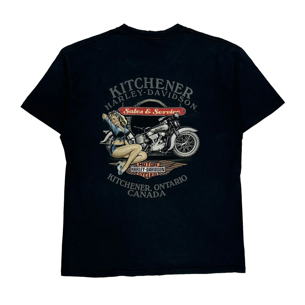 Kitchener Harley-Davidson Harley Davidson Graphic T-Shirt - Large Black Cotton - Image 2