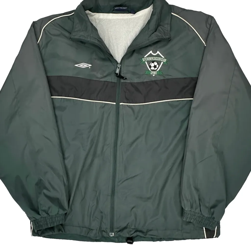 Kitchener Soccer Club Umbro Windbreaker - Large Green Polyester - Image 4