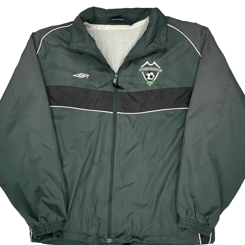 Kitchener Soccer Club Umbro Windbreaker - Large Green Polyester - Image 5