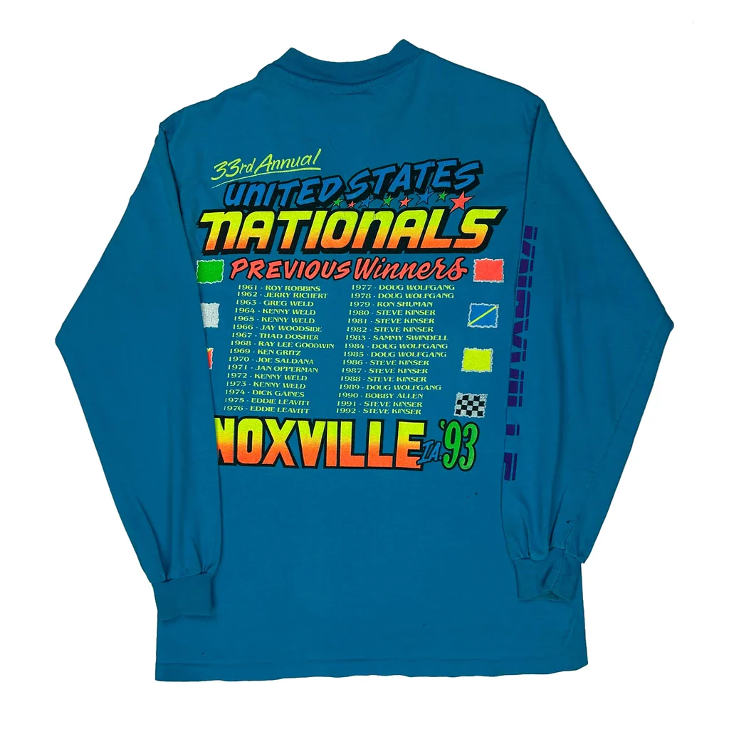 Knoxville Nationals Hanes Graphic Long Sleeve T-Shirt - Medium Blue Cotton - Image 2