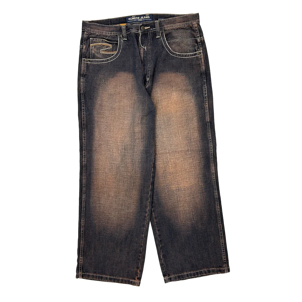 Koman Baggy Jeans - 34W 32L Dark Wash Denim - Image 2