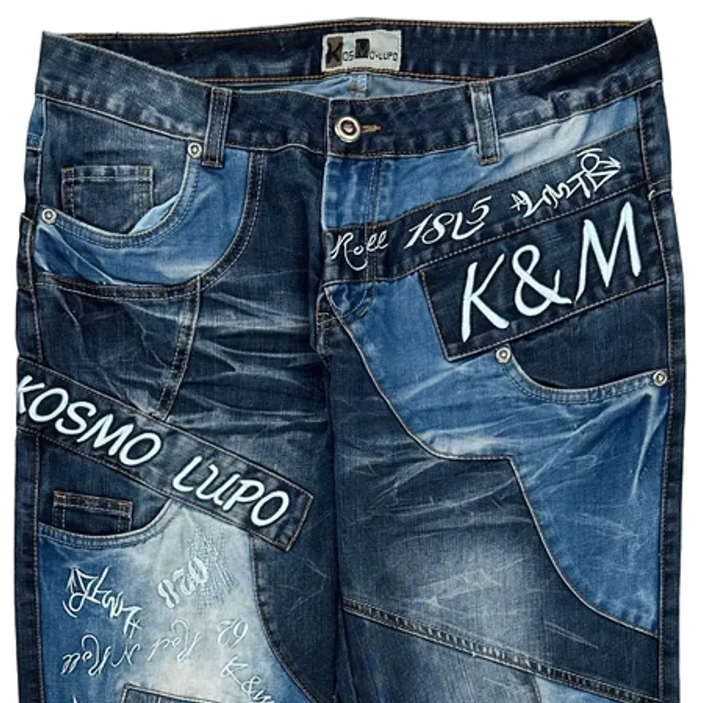 Kos Mo Lupo Graphic Jeans - 36W 30L Blue Denim - Image 10
