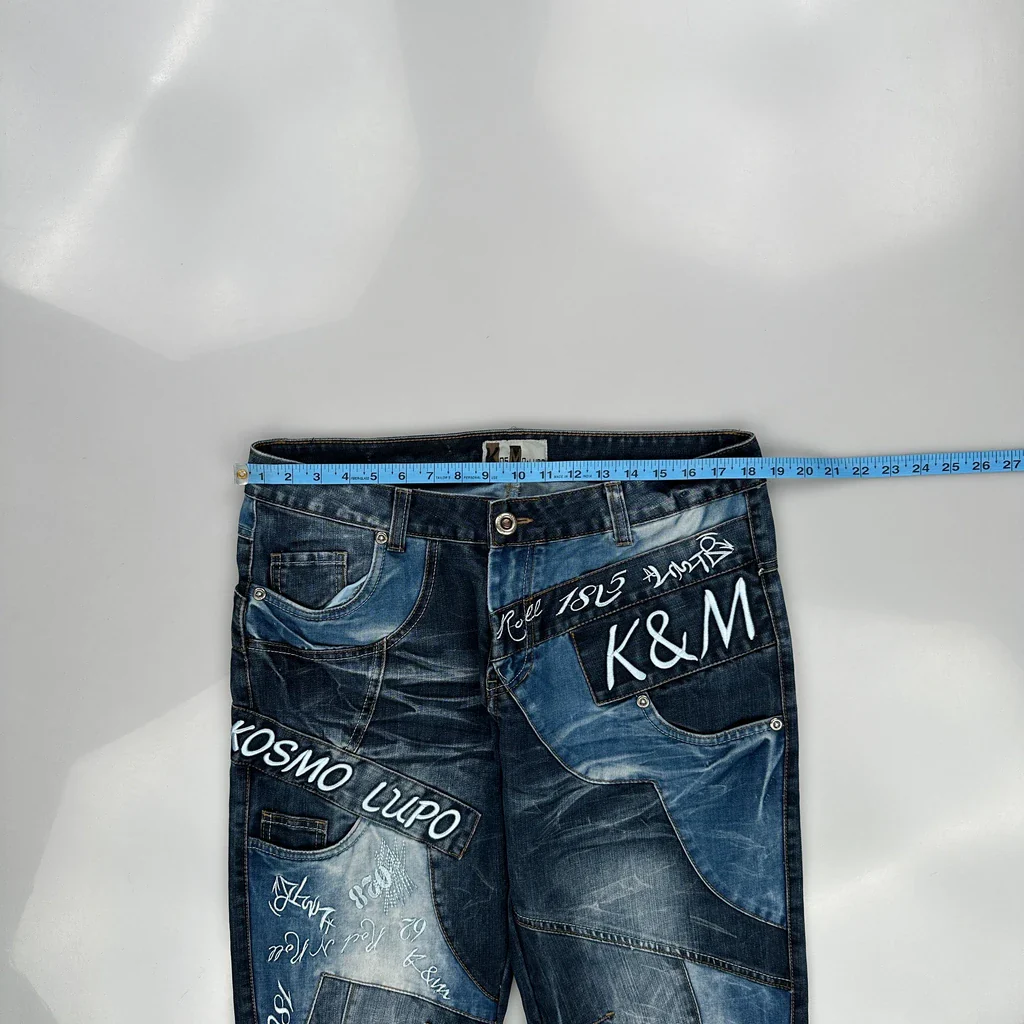 Kos Mo Lupo Graphic Jeans - 36W 30L Blue Denim - Image 3