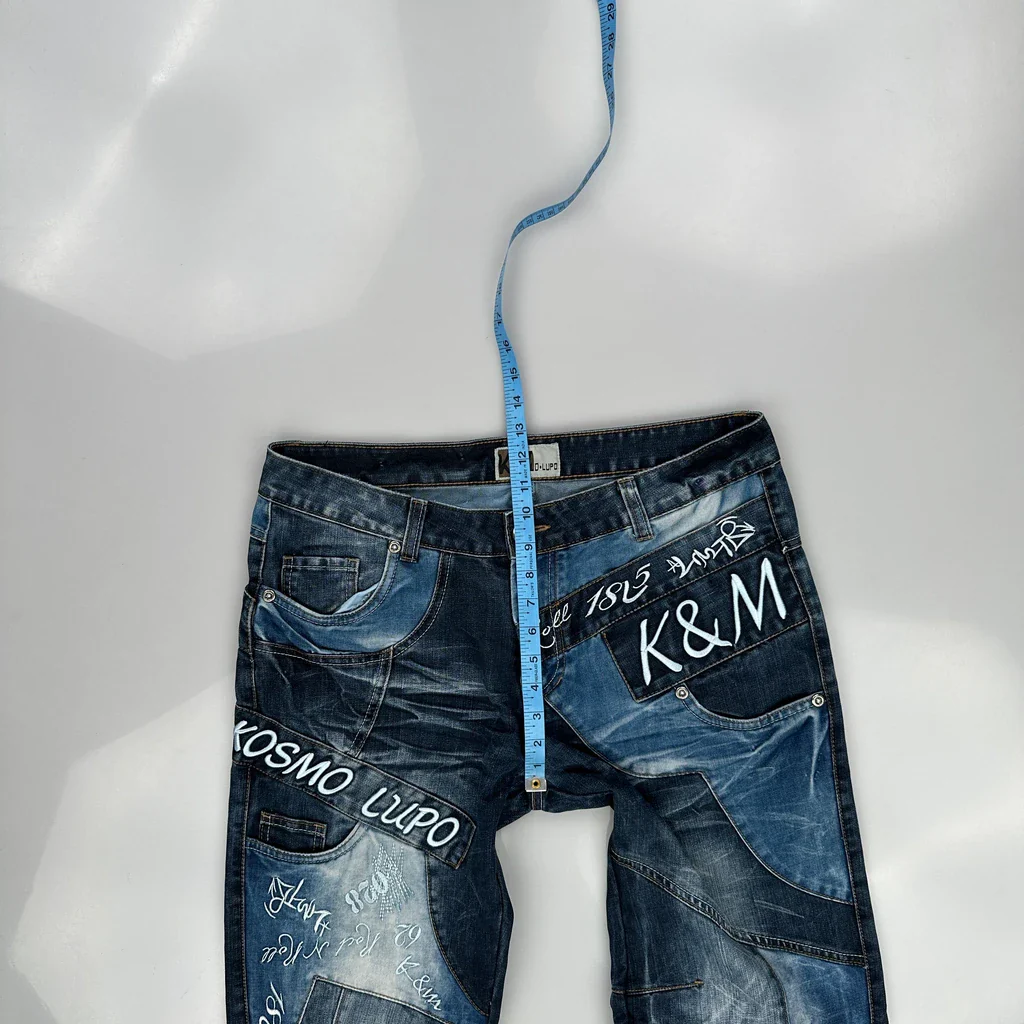 Kos Mo Lupo Graphic Jeans - 36W 30L Blue Denim - Image 4