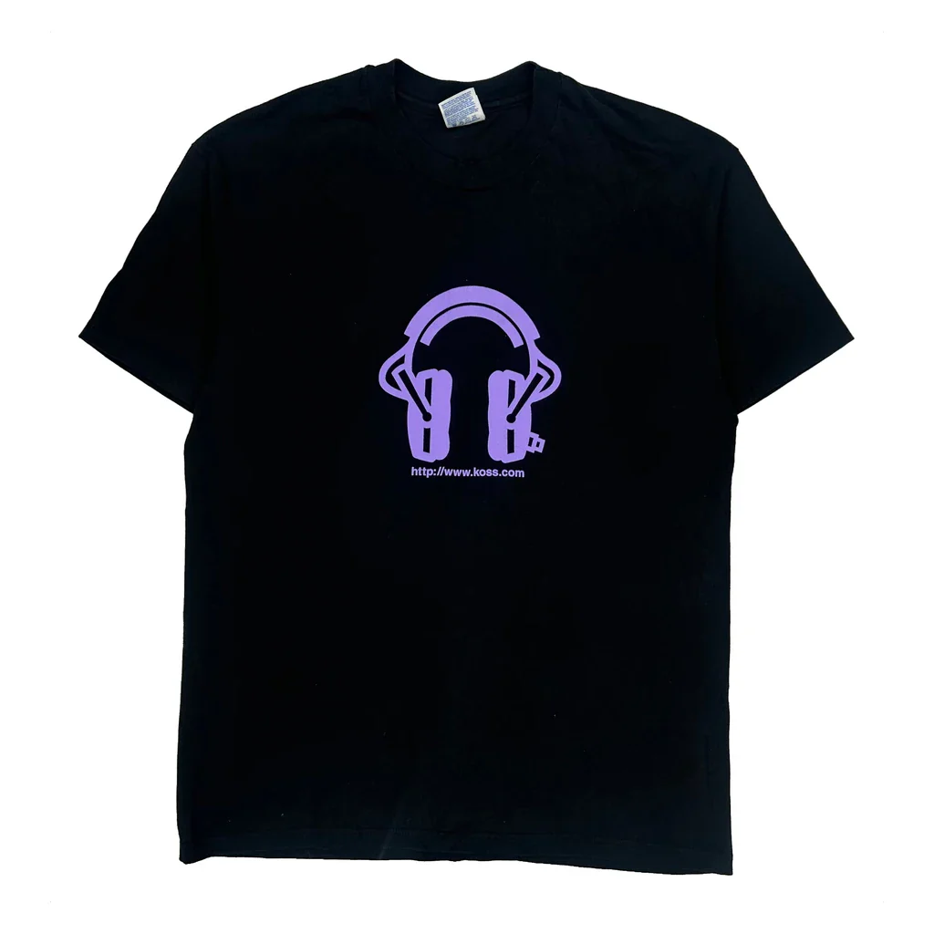Koss Stereophones Hanes Single Stitch T-Shirt - XL Black Cotton