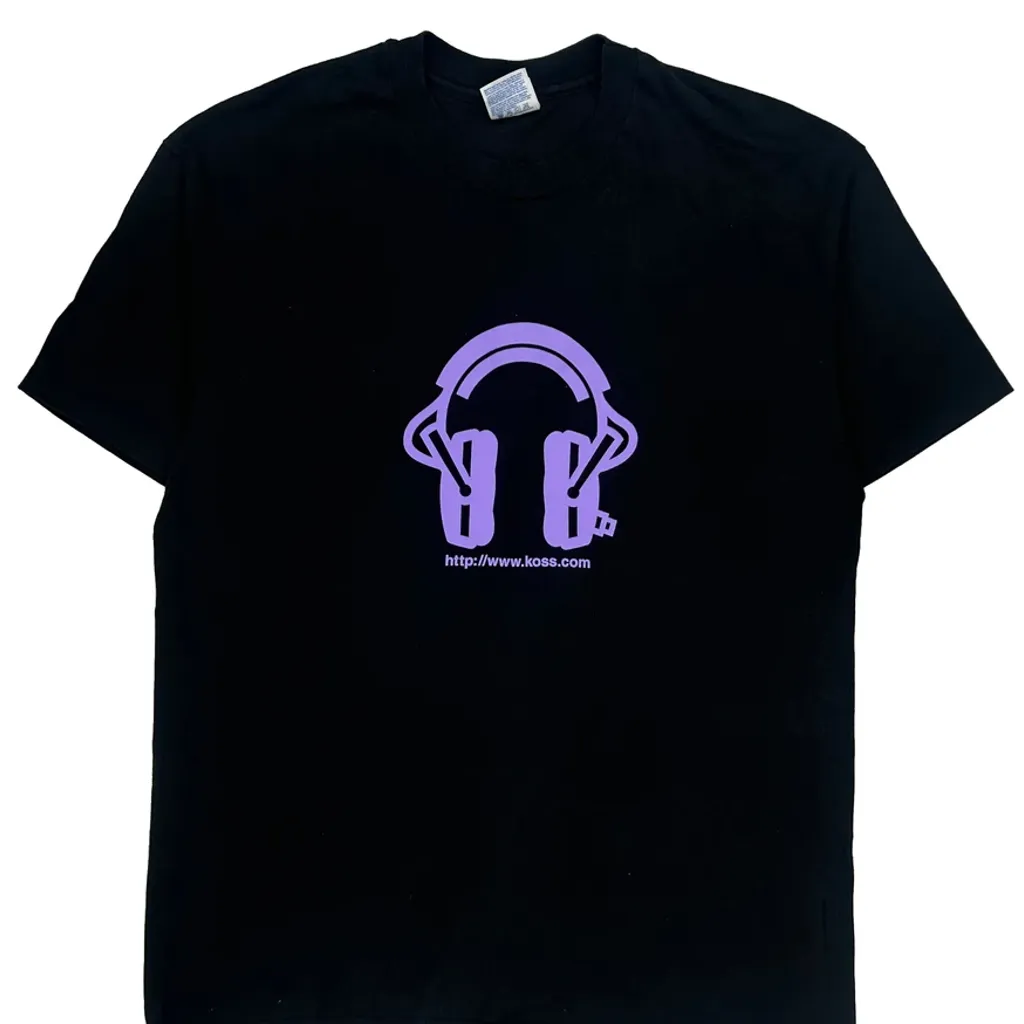Koss Stereophones Hanes Single Stitch T-Shirt - XL Black Cotton - Image 5