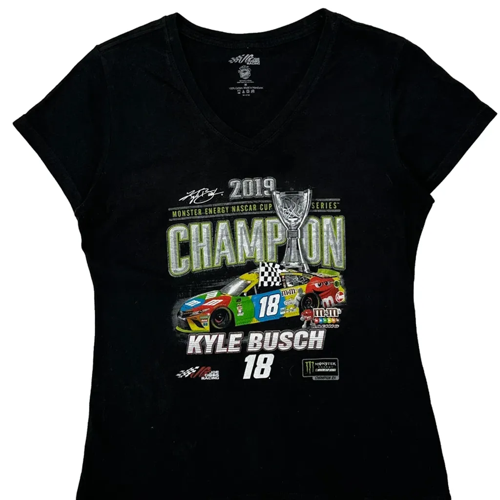 Kyle Busch 2019 Champion Nascar Graphic T-Shirt - Medium Black Cotton - Image 4