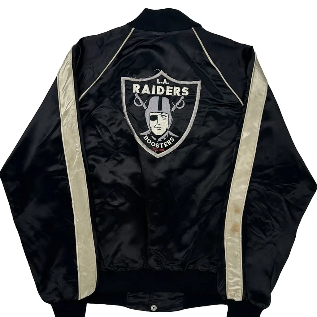 L.A. Raiders Boosters Sichel 80s Bomber Jacket - XL Silver Nylon - Image 7