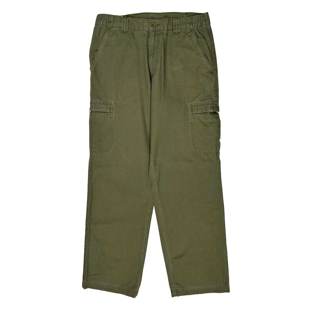L.L.Bean Cargo Trousers - 32W 30L Green Cotton - Image 2