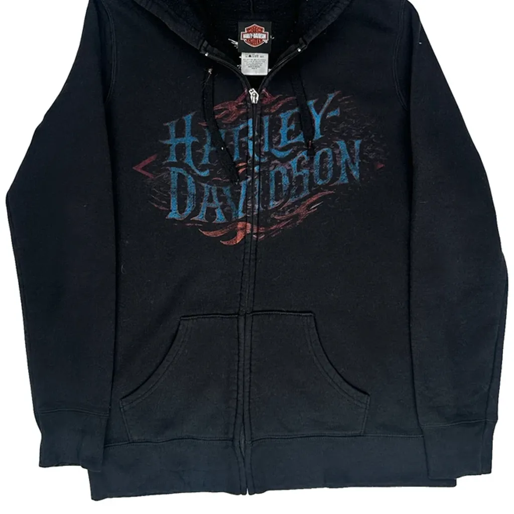 Laconia Harley Davidson Graphic Hoodie - Small Black Cotton Blend - Image 5