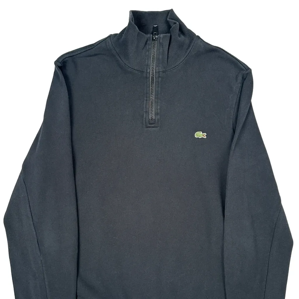 Lacoste 1/4 Zip - Small Black Cotton - Image 4