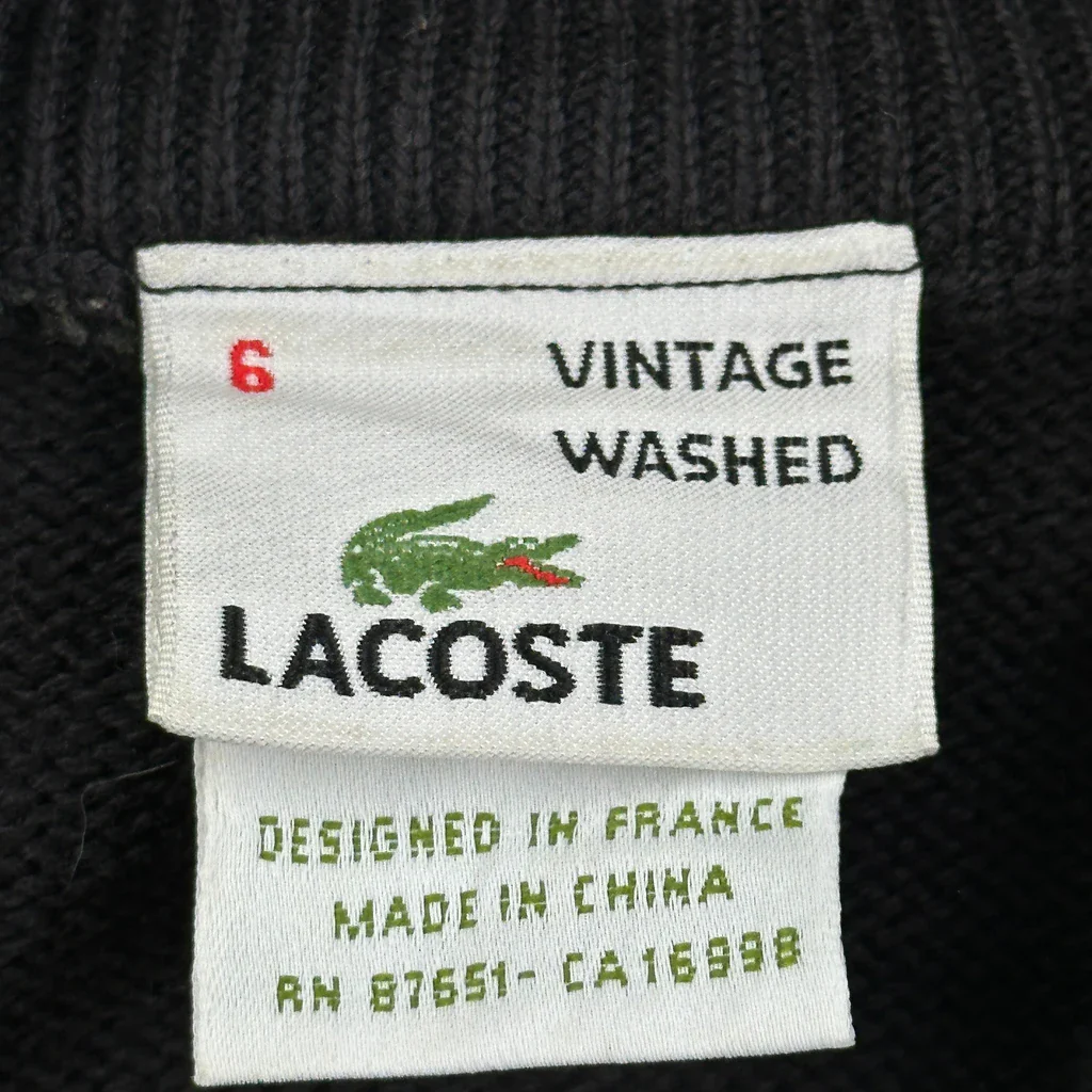 Lacoste 1/4 Zip - XL Black Cotton - Image 3