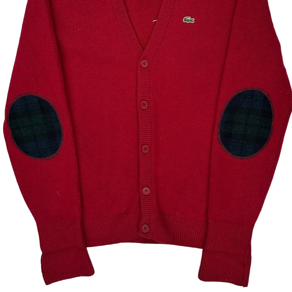 Lacoste Checked Cardigan - Medium Red Wool - Image 5