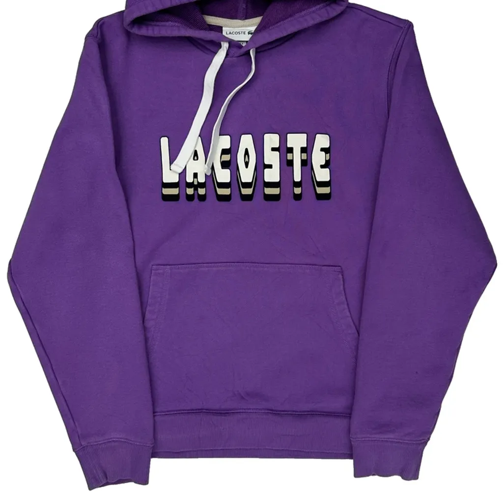 Lacoste Spellout Hoodie - Medium Purple Cotton - Image 4