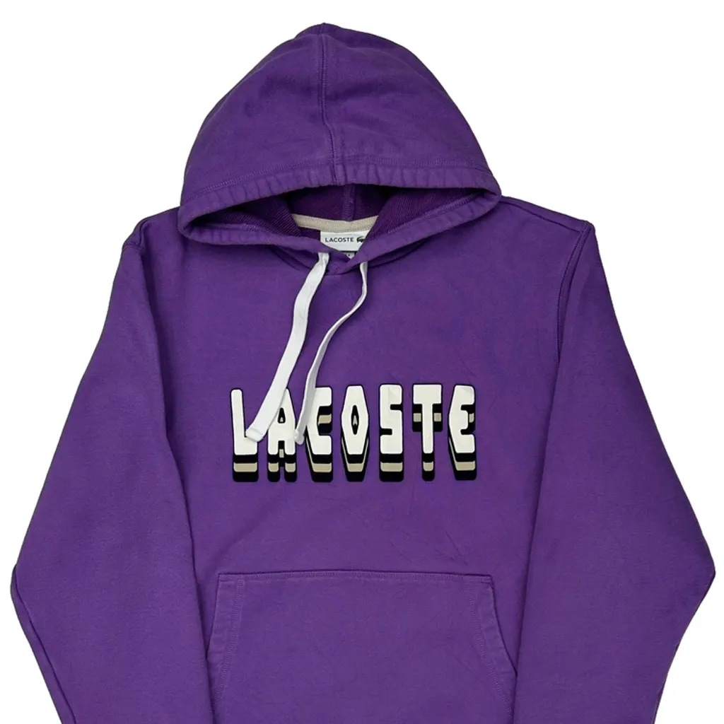 Lacoste Spellout Hoodie - Medium Purple Cotton - Image 5