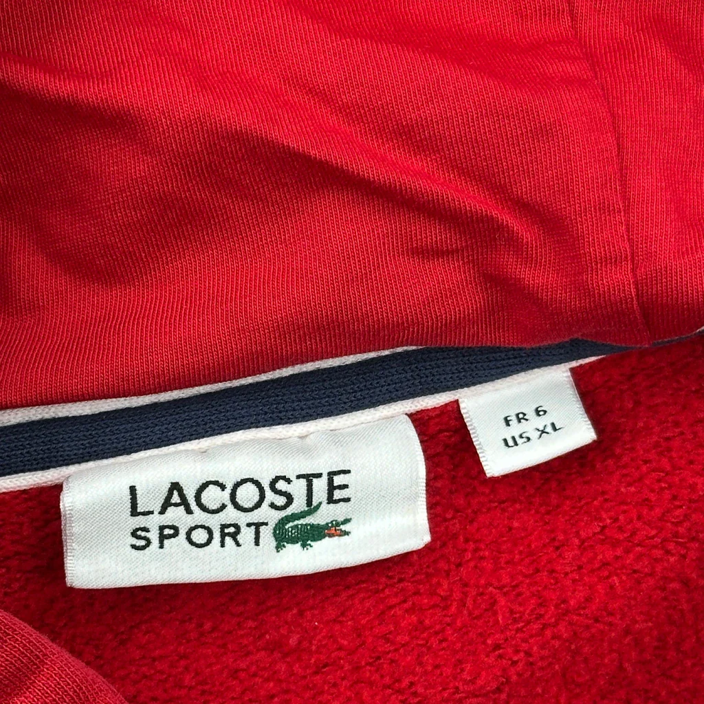 Lacoste Hoodie - XL Red Cotton - Image 3