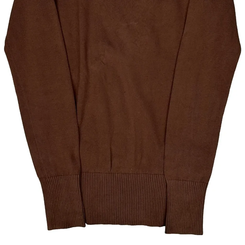 Lacoste V-Neck Jumper - Small Brown Cotton - Image 6