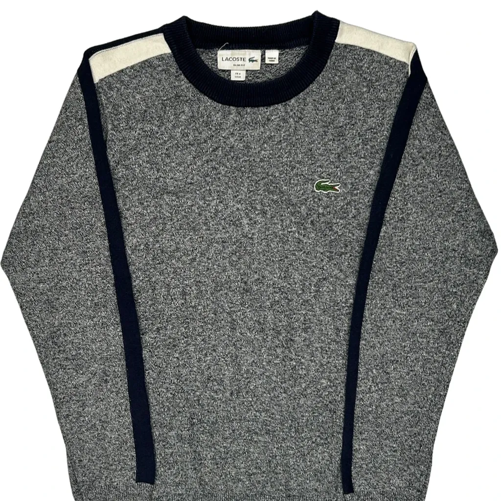 Lacoste Slim Fit Jumper - Medium Grey Cotton Blend - Image 4