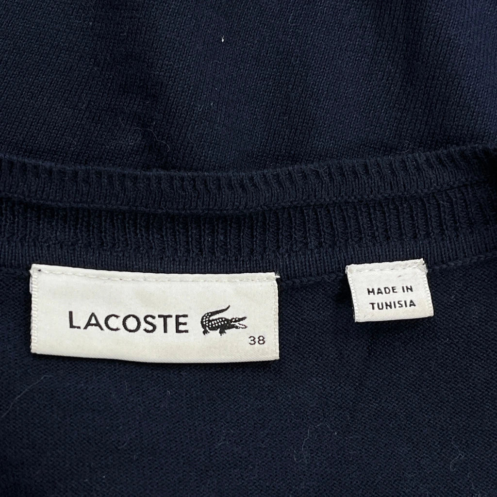 Lacoste V-Neck Jumper - Small Navy Cotton - Image 3