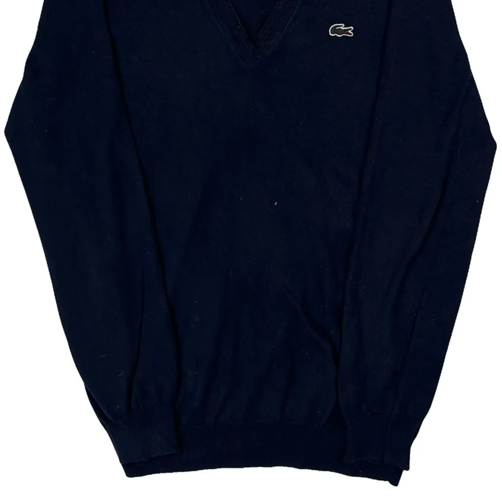 Lacoste V-Neck Jumper - Small Navy Cotton - Image 5