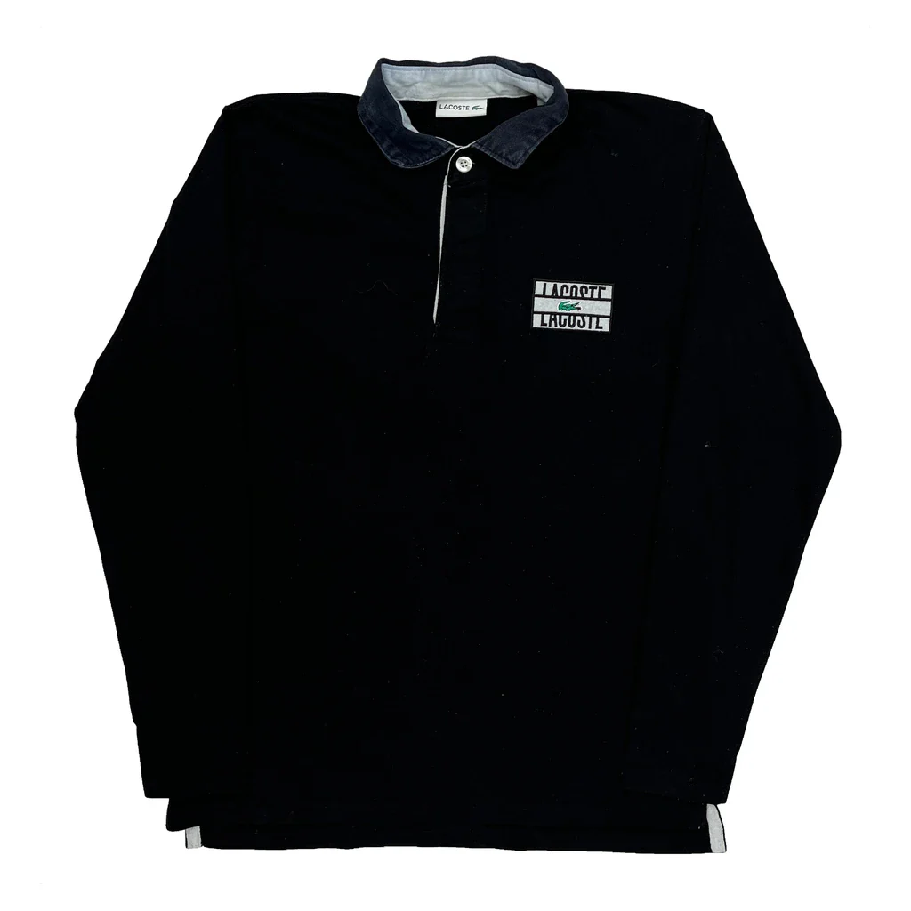 Lacoste Long Sleeve Polo Shirt - Large Black Cotton