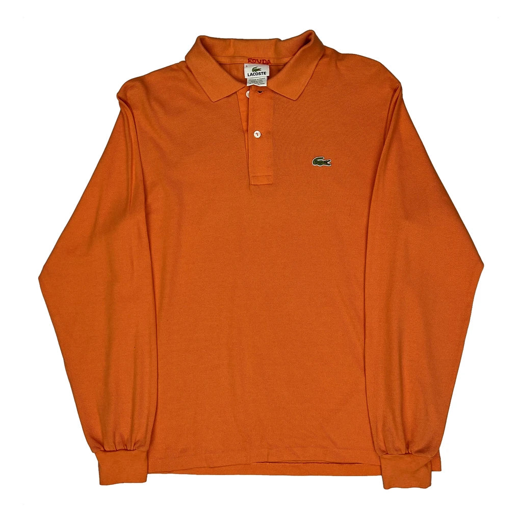 Lacoste Long Sleeve Polo Shirt - Large Orange Cotton