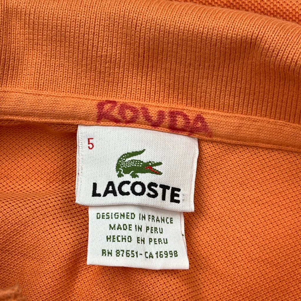 Lacoste Long Sleeve Polo Shirt - Large Orange Cotton - Image 3