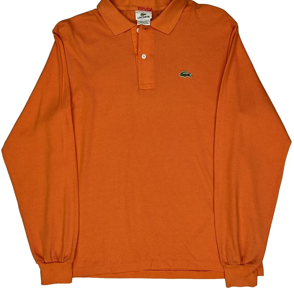 Lacoste Long Sleeve Polo Shirt - Large Orange Cotton - Image 5
