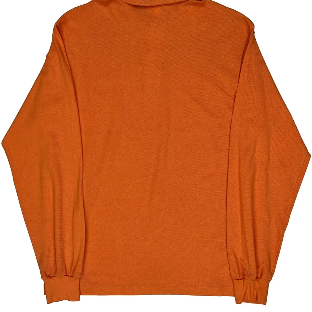 Lacoste Long Sleeve Polo Shirt - Large Orange Cotton - Image 6