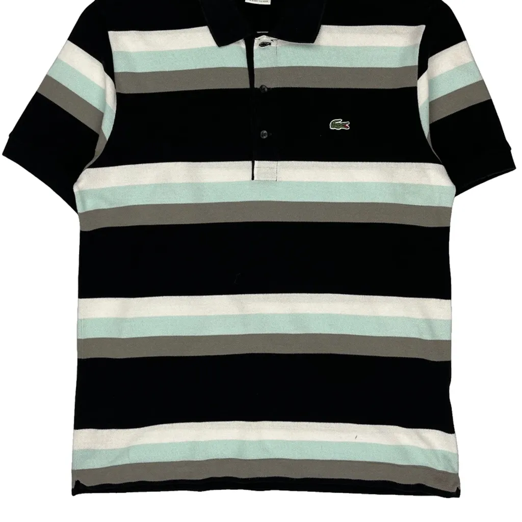 Lacoste Striped Polo Shirt - Small Black Cotton - Image 5