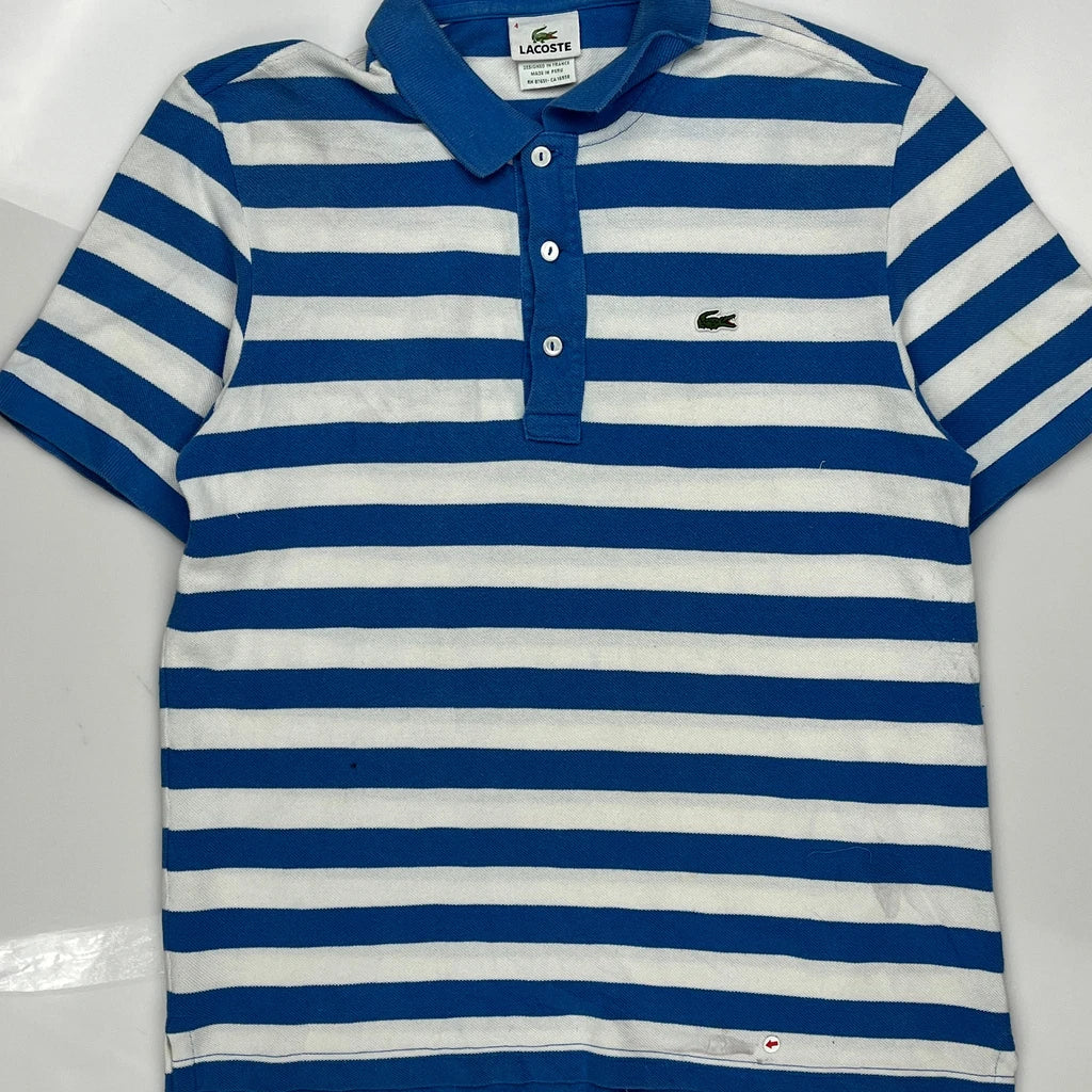 Lacoste Striped Polo Shirt - Medium Blue Cotton - Image 3