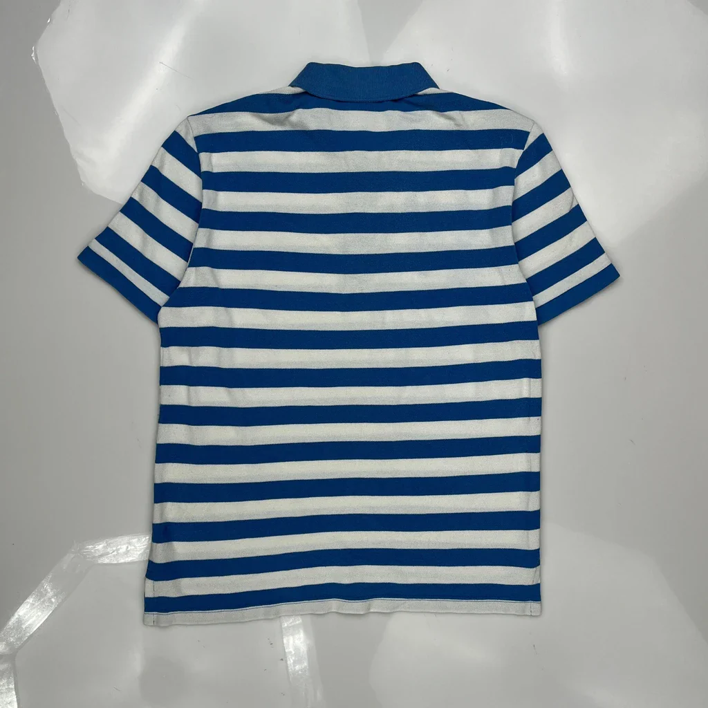 Lacoste Striped Polo Shirt - Medium Blue Cotton - Image 4
