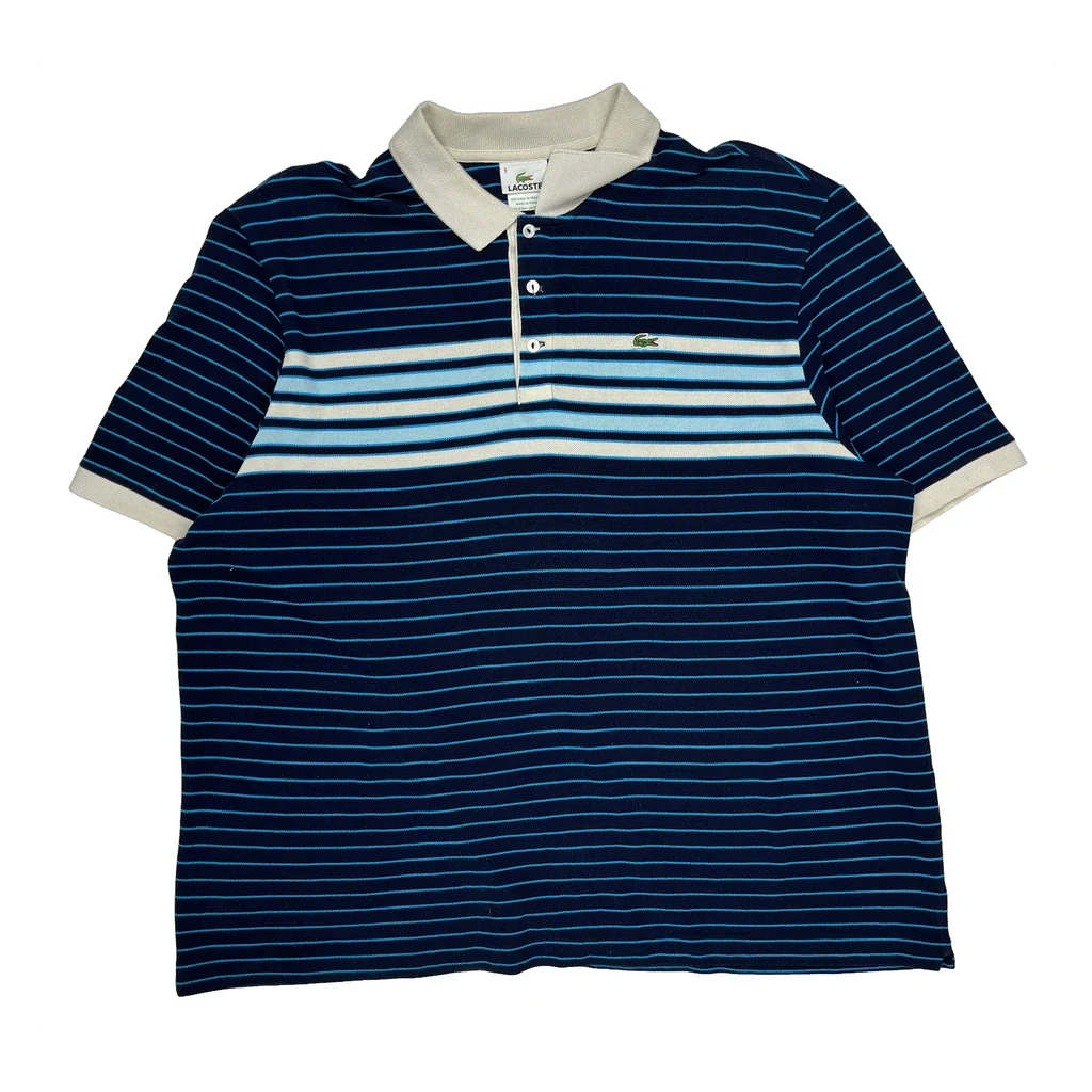 Lacoste Striped Polo Shirt - 3XL Blue Cotton