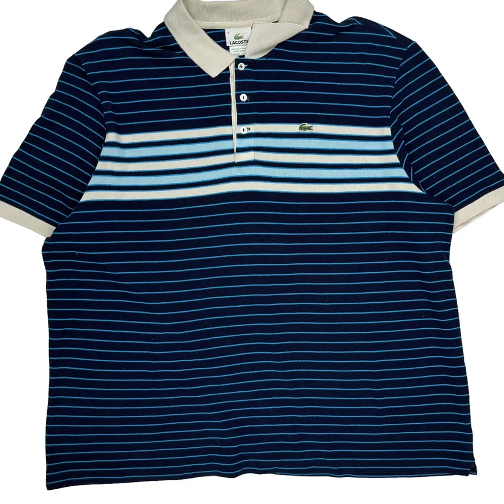 Lacoste Striped Polo Shirt - 3XL Blue Cotton - Image 4