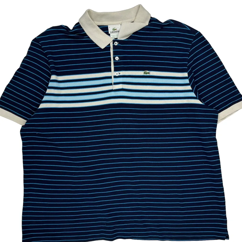 Lacoste Striped Polo Shirt - 3XL Blue Cotton - Image 5