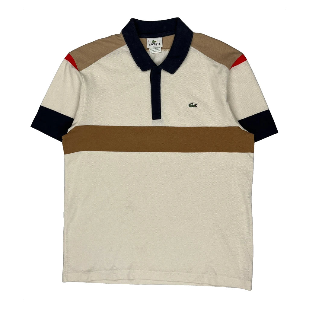 Lacoste Slim Fit Polo Shirt - Large Cream Cotton