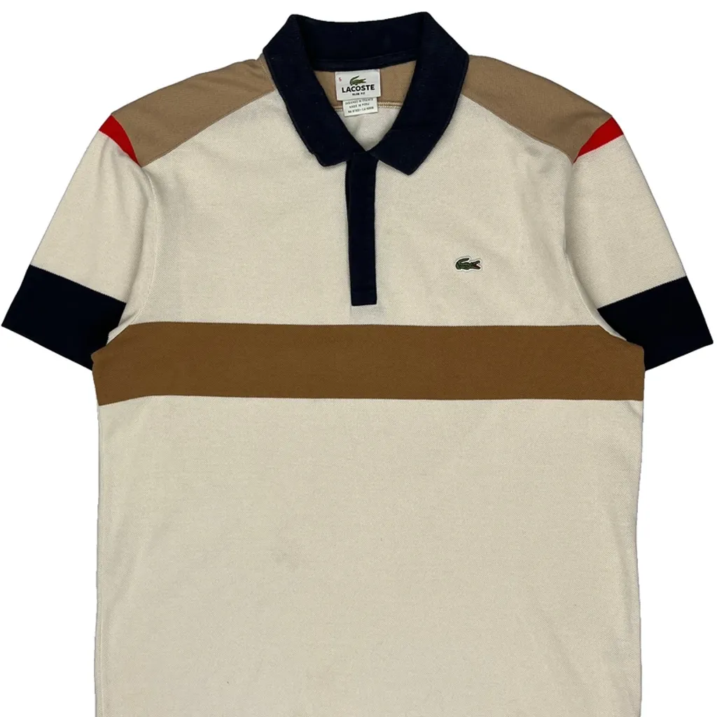 Lacoste Slim Fit Polo Shirt - Large Cream Cotton - Image 5