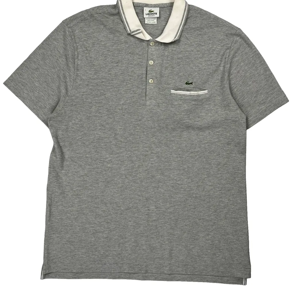 Lacoste Polo Shirt - XL Gray Cotton - Image 6